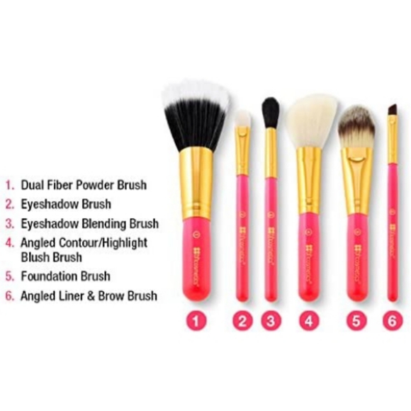 Neon Pink 6-Piece Brush Set with Bag Discontinued - Picture 2 of 7